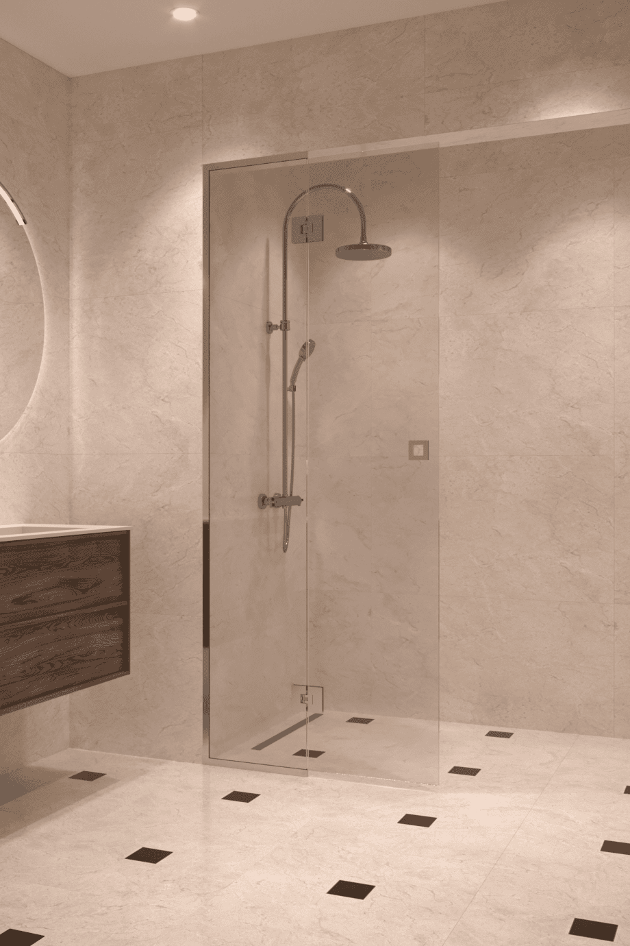 Framed shower screen with fixed part Hietakari Vetro 517, chrome fittings, super bright glass