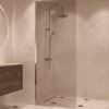 Framed shower screen with fixed part Hietakari Vetro 517, brass fittings, bronze tinted glass
