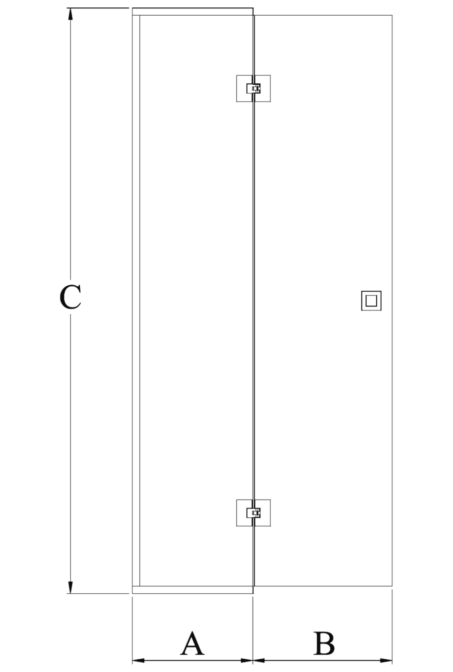 Framed shower screen with fixed part Hietakari Vetro 517 – dimension drawing