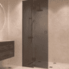 Framed shower screen with fixed part Hietakari Vetro 517, black fittings, black glass