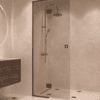 Framed shower screen with fixed part Hietakari Vetro 517, black fittings, bronze tinted glass