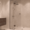 Framed shower screen with fixed part Hietakari Vetro 517, black fittings, super bright glass