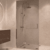Framed shower screen with fixed part Hietakari Vetro 520, chrome fittings, grey tinted glass