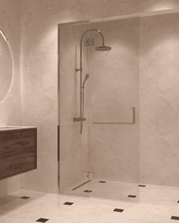 Framed shower screen with fixed part Hietakari Vetro 520, chrome fittings, clear glass