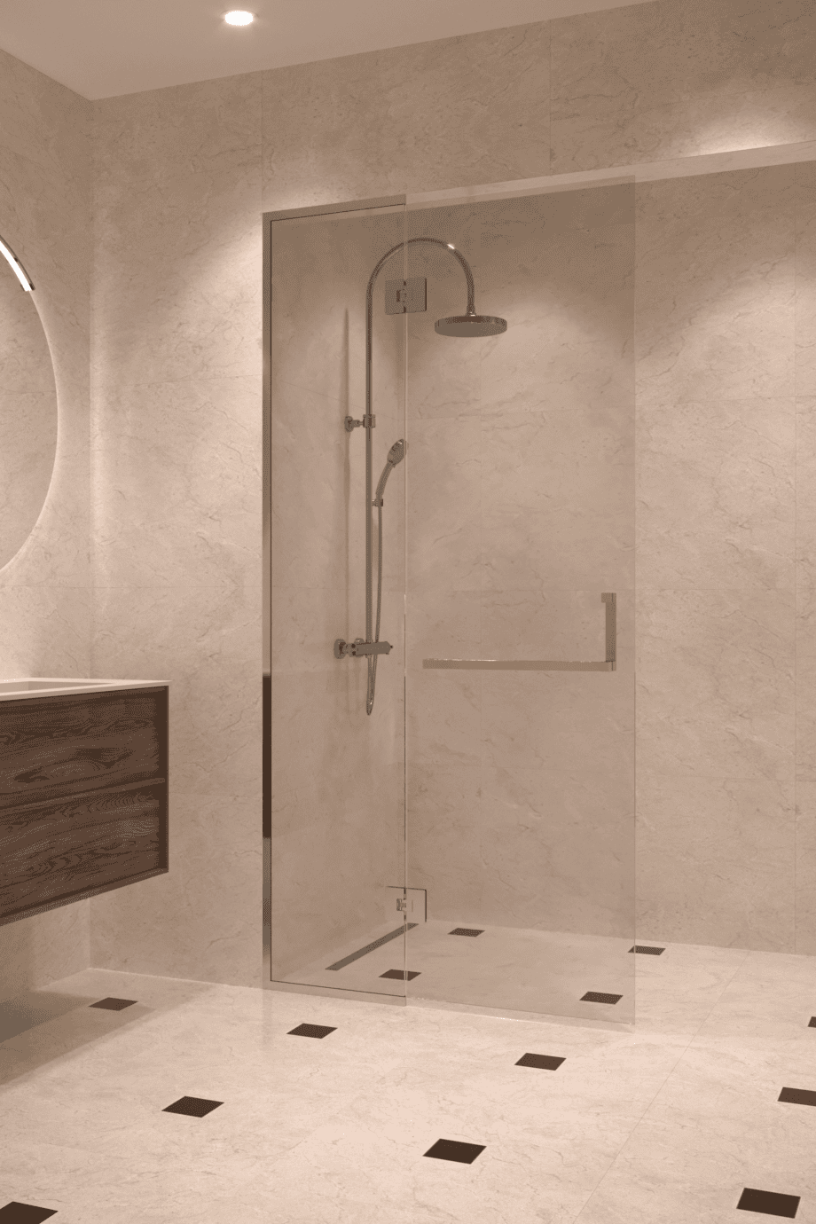 Framed shower screen with fixed part Hietakari Vetro 520, chrome fittings, clear glass