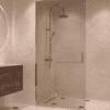 Framed shower screen with fixed part Hietakari Vetro 520, chrome fittings, bronze tinted glass