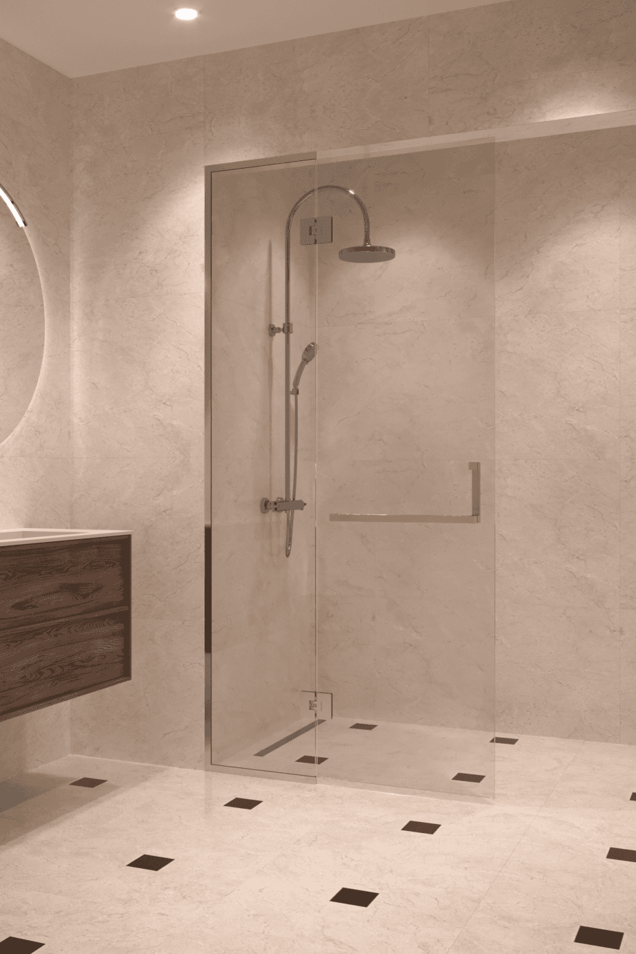 Framed shower screen with fixed part Hietakari Vetro 520, chrome fittings, super bright glass
