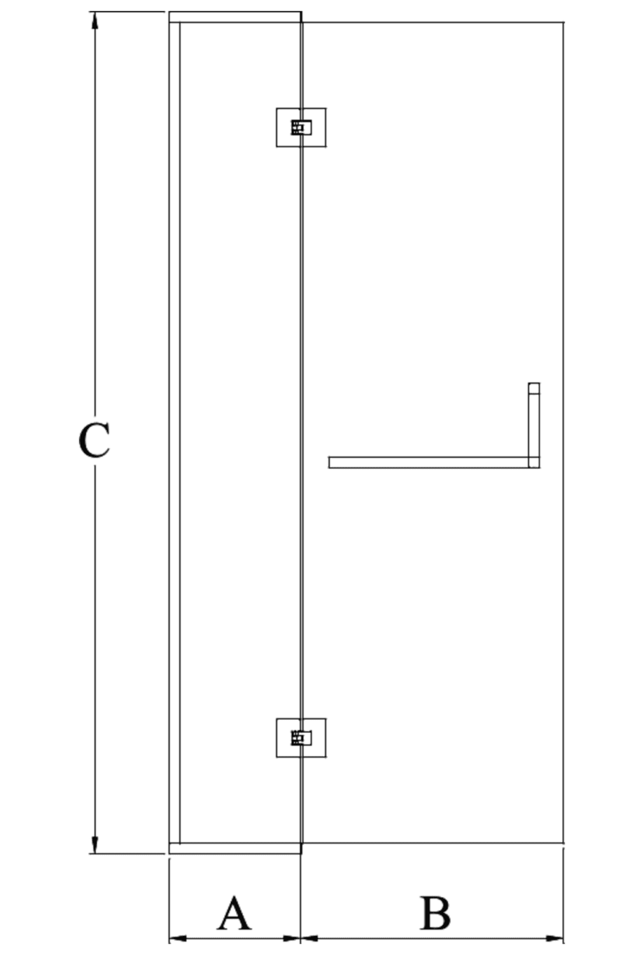 Framed shower screen with fixed part Hietakari Vetro 520 – dimension drawing