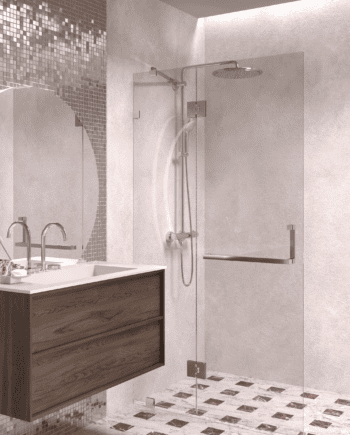 Hinged shower screen with fixed part Hietakari Vetro 521, chrome fittings, clear glass