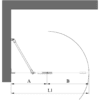 Hinged shower screen with fixed part Hietakari Vetro 521 – dimension drawing Hinged shower screen with fixed part Hietakari Vetro 521 – dimension drawing