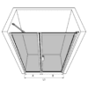 Alcove shower screen Hietakari Bläk 740 New York – 3D drawing Alcove shower screen Hietakari Bläk 740 New York, fixed wall + hinged door – 3