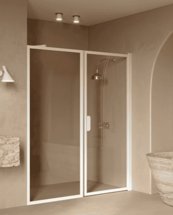 Alcove shower screen Hietakari Bläk 740 New York, fixed wall + hinged door