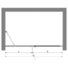 Alcove shower screen Hietakari Bläk 740 New York – dimension drawing Alcove shower screen Hietakari Bläk 740 New York, fixed wall + hinged door – 2