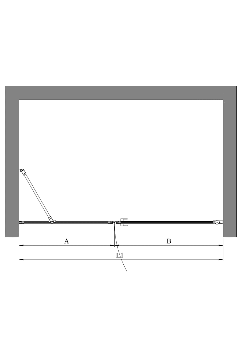 Alcove shower screen Hietakari Bläk 740 New York, fixed wall + hinged door – 2