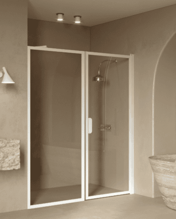 Alcove shower screen Hietakari Bläk 740 New York, fixed wall + hinged door