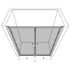Alcove shower screen Hietakari Bläk 742 New York – 3D drawing Alcove shower screen Hietakari Bläk 742 New York, hinged door + hinged door – 3