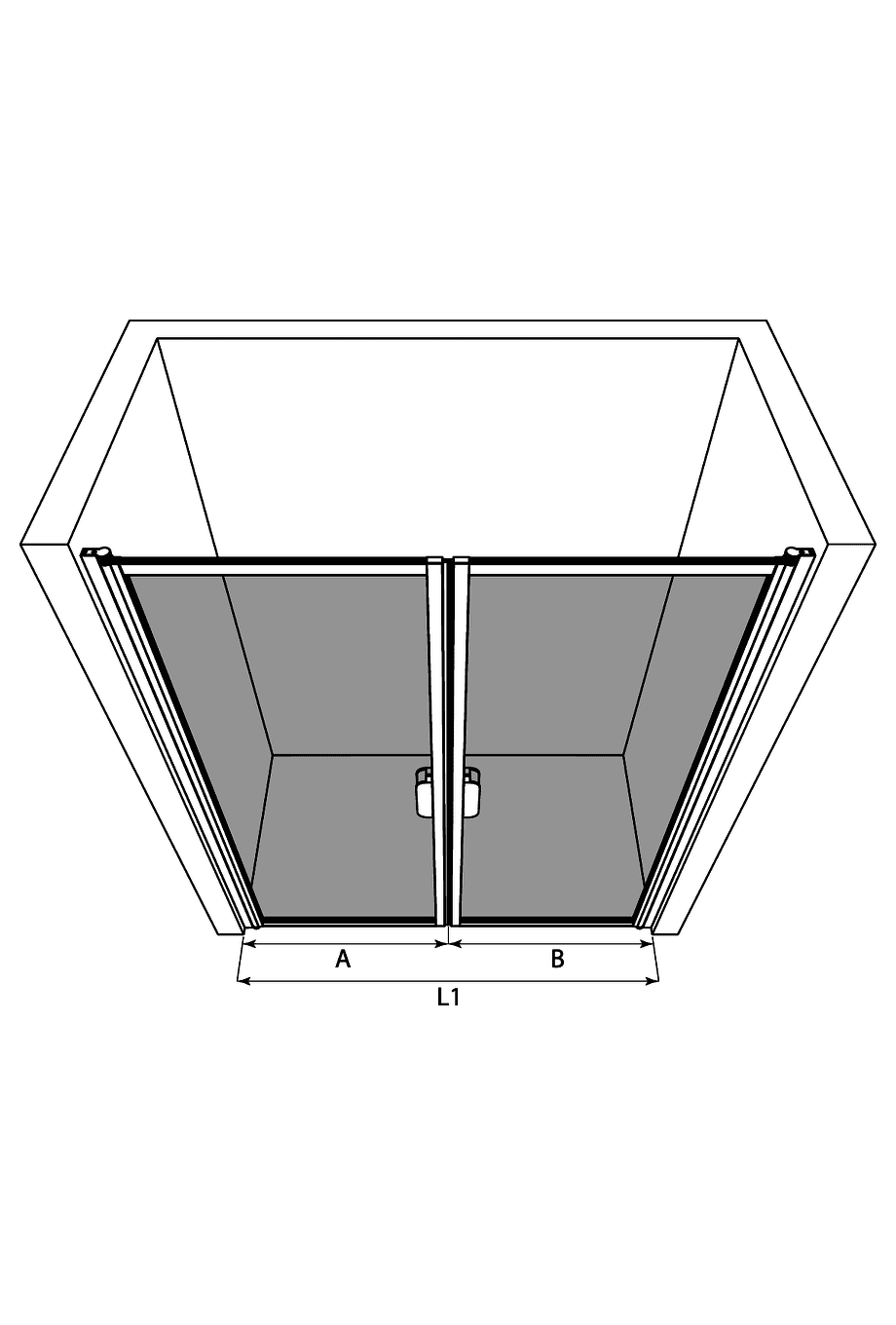 Alcove shower screen Hietakari Bläk 742 New York, hinged door + hinged door – 3