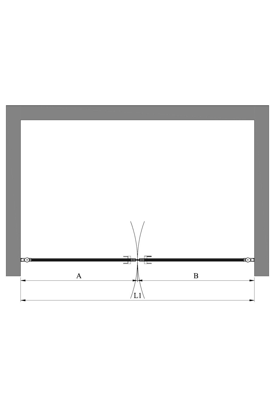Alcove shower screen Hietakari Bläk 742 New York, hinged door + hinged door – 2