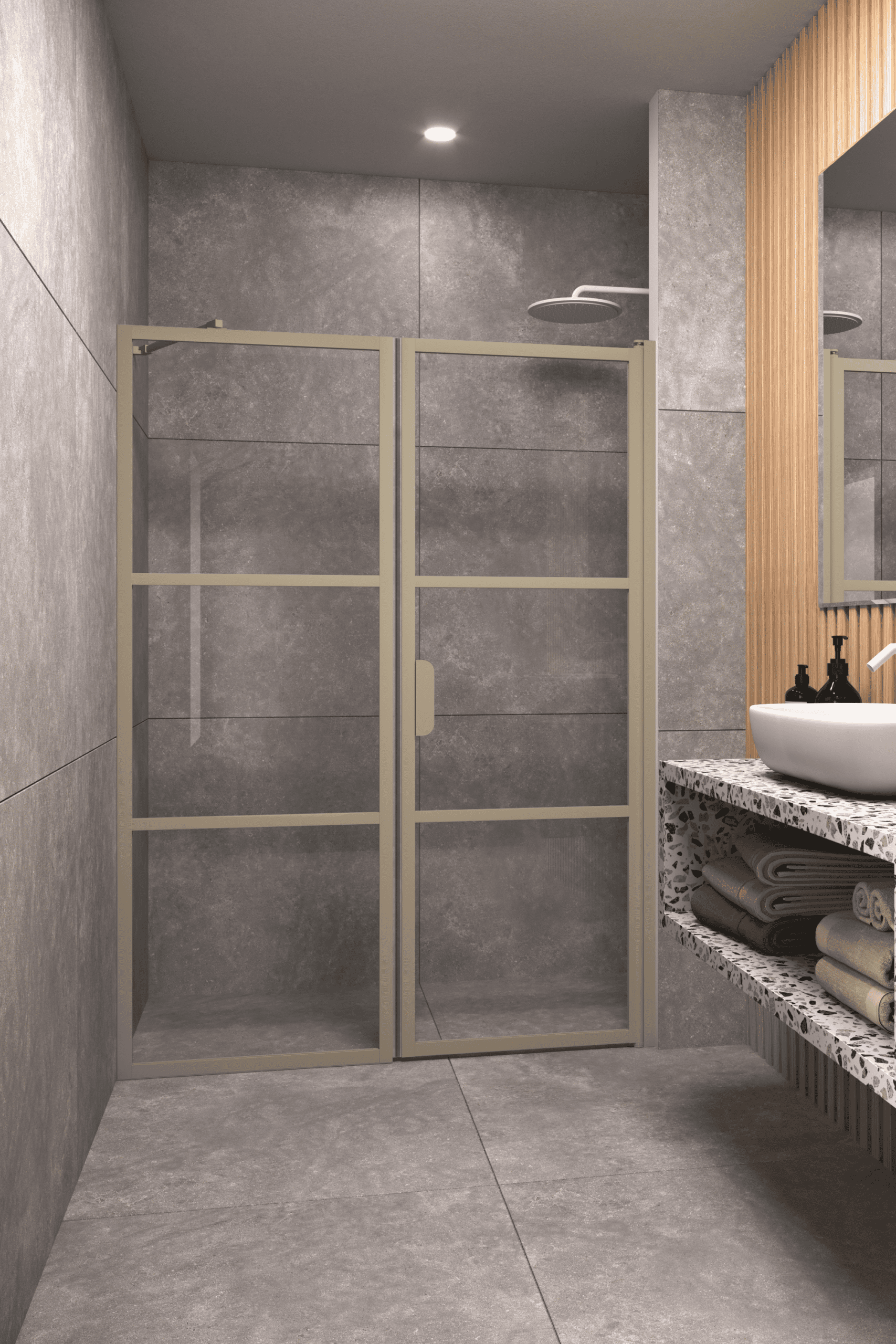 Alcove shower screen Hietakari Bläk 745 Tokyo, fixed wall + hinged door – 5