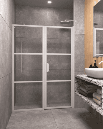 Alcove shower screen Hietakari Bläk 745 Tokyo, fixed wall + hinged door