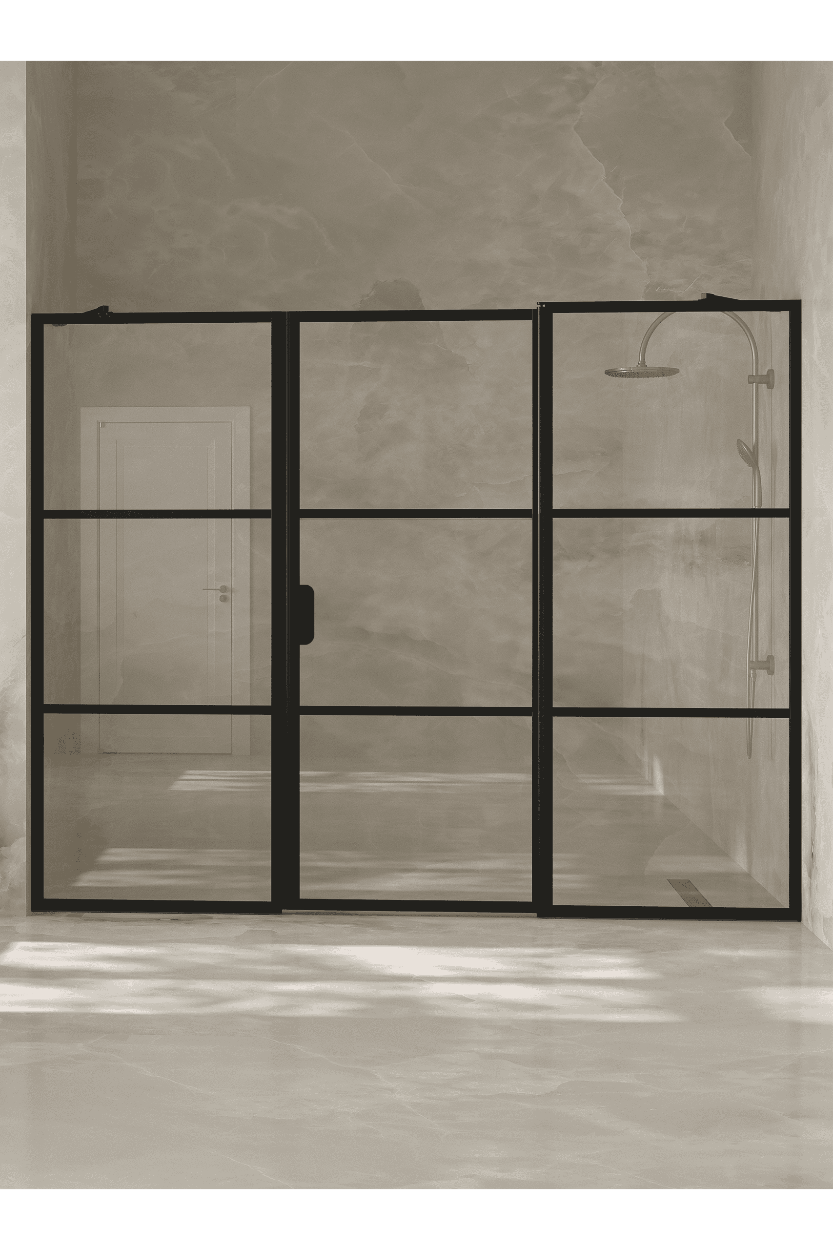 Alcove shower screen Hietakari Bläk 746 Tokyo, fixed wall + hinged door with fixed part – 6