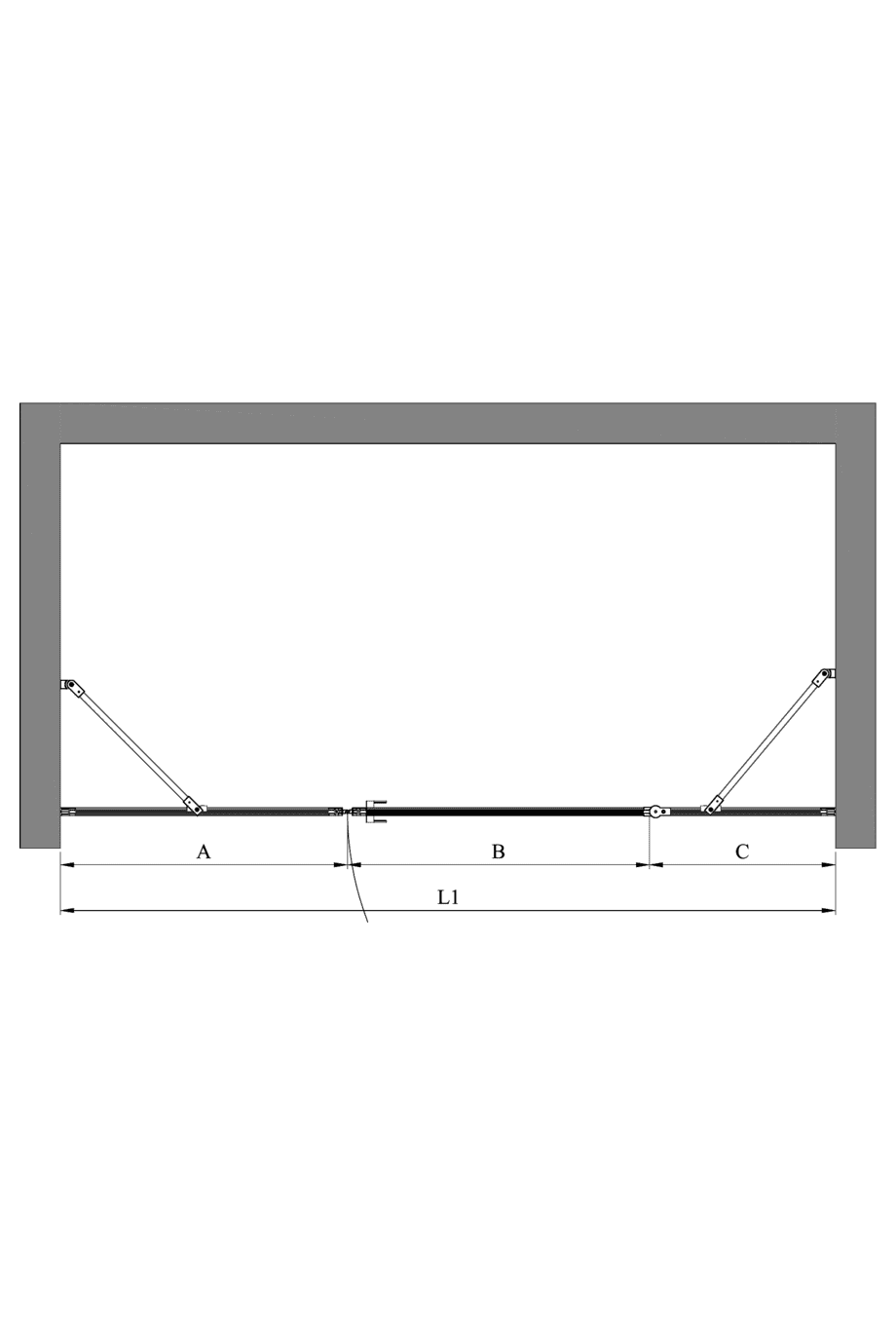 Alcove shower screen Hietakari Bläk 746 Tokyo, fixed wall + hinged door with fixed part – 2