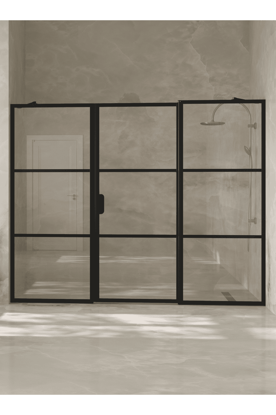 Alcove shower screen Hietakari Bläk 746 Tokyo, Sand frame, clear glass Alcove shower screen Hietakari Bläk 746 Tokyo, Sand frame, clear glass