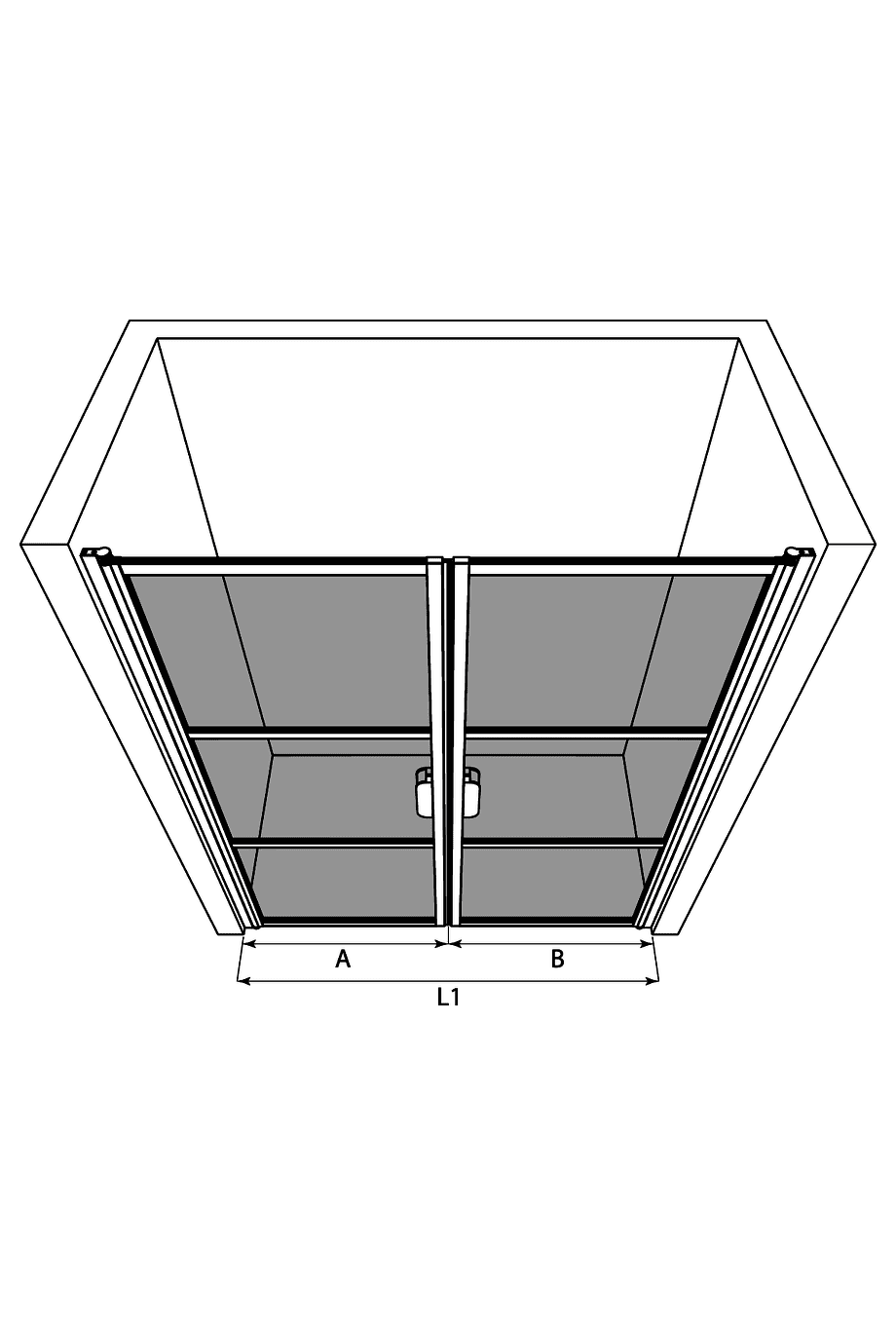 Alcove shower screen Hietakari Bläk 747 Tokyo, hinged door + hinged door – 3