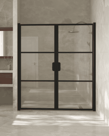 Alcove shower screen Hietakari Bläk 747 Tokyo, hinged door + hinged door