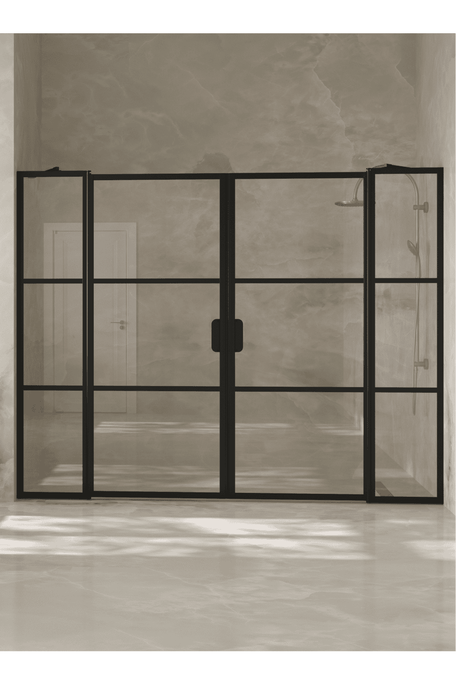 Alcove shower screen Hietakari Bläk 749 Tokyo, Mocha frame, satin frosted glass Alcove shower screen Hietakari Bläk 749 Tokyo, Mocha frame, satin frosted glass