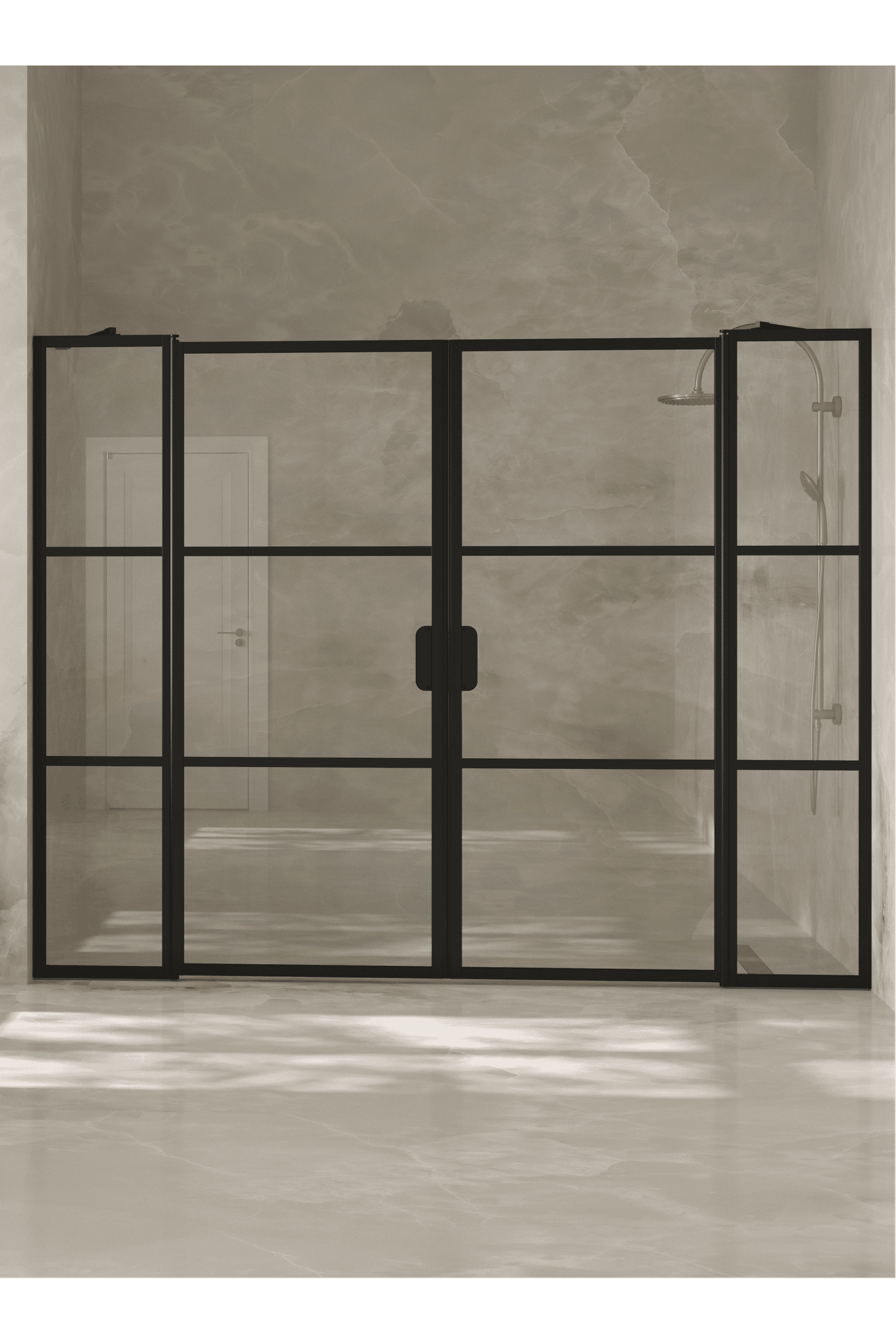 Alcove shower screen Hietakari Bläk 749 Tokyo, hinged door with fixed part + hinged door with fixed part – 5