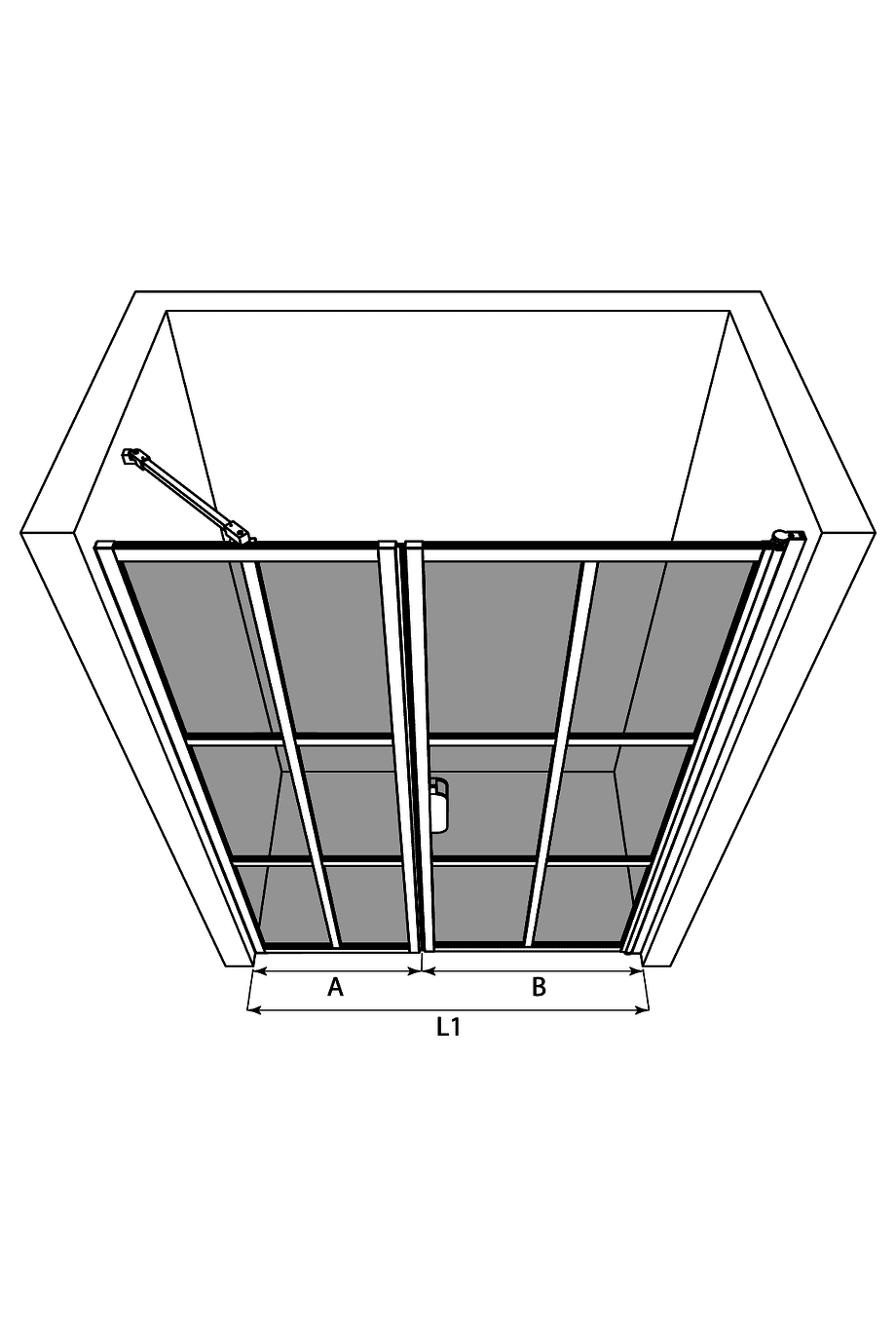 Alcove shower screen Hietakari Bläk 750 Paris, fixed wall + hinged door – 3