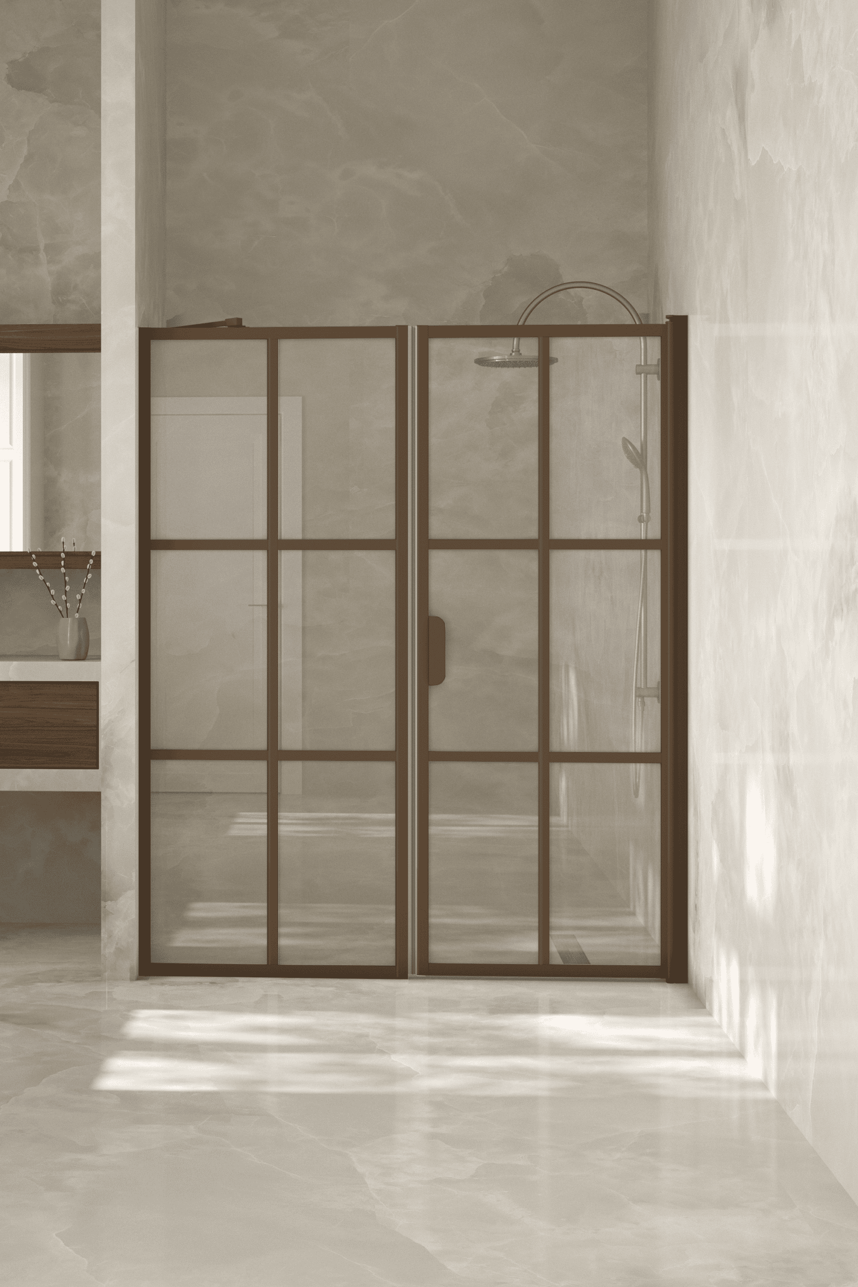 Alcove shower screen Hietakari Bläk 750 Paris, fixed wall + hinged door – 6