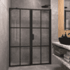 Alcove shower screen Hietakari Bläk 750 Paris, black frame, clear glass Alcove shower screen Hietakari Bläk 750 Paris, fixed wall + hinged door – 4