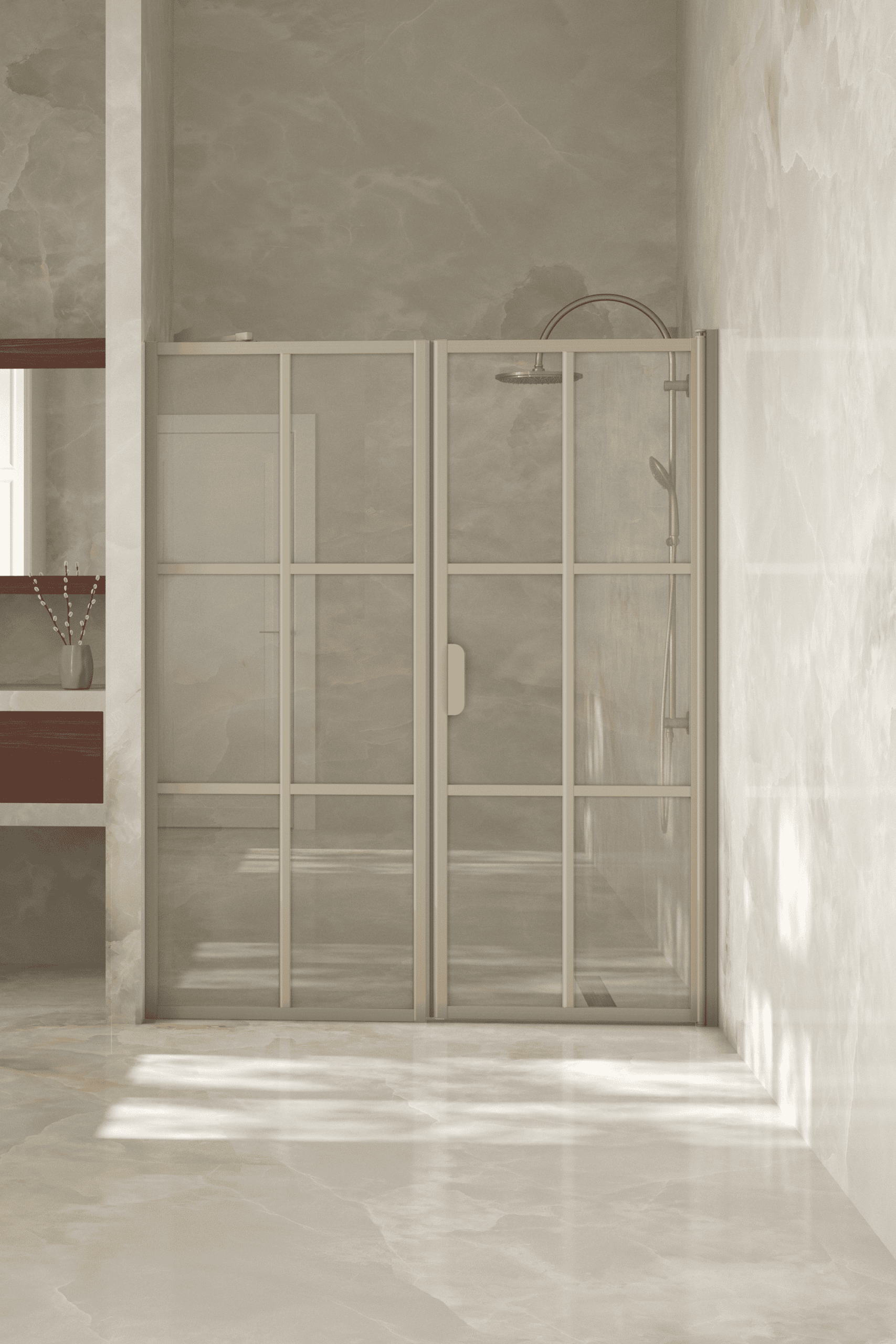 Alcove shower screen Hietakari Bläk 750 Paris, fixed wall + hinged door – 5