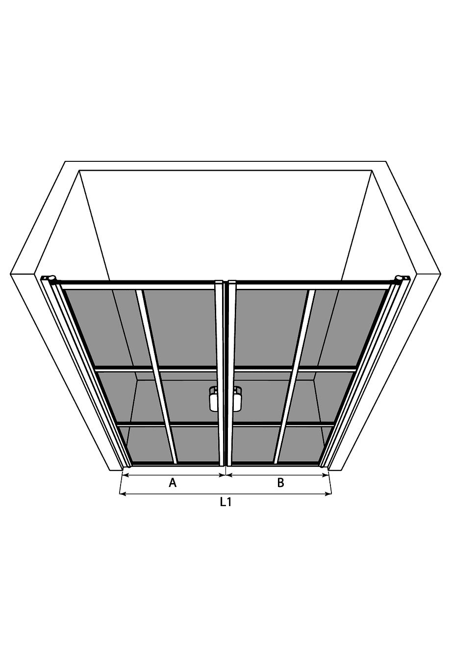 Alcove shower screen Hietakari Bläk 752 Paris, hinged door + hinged door – 3