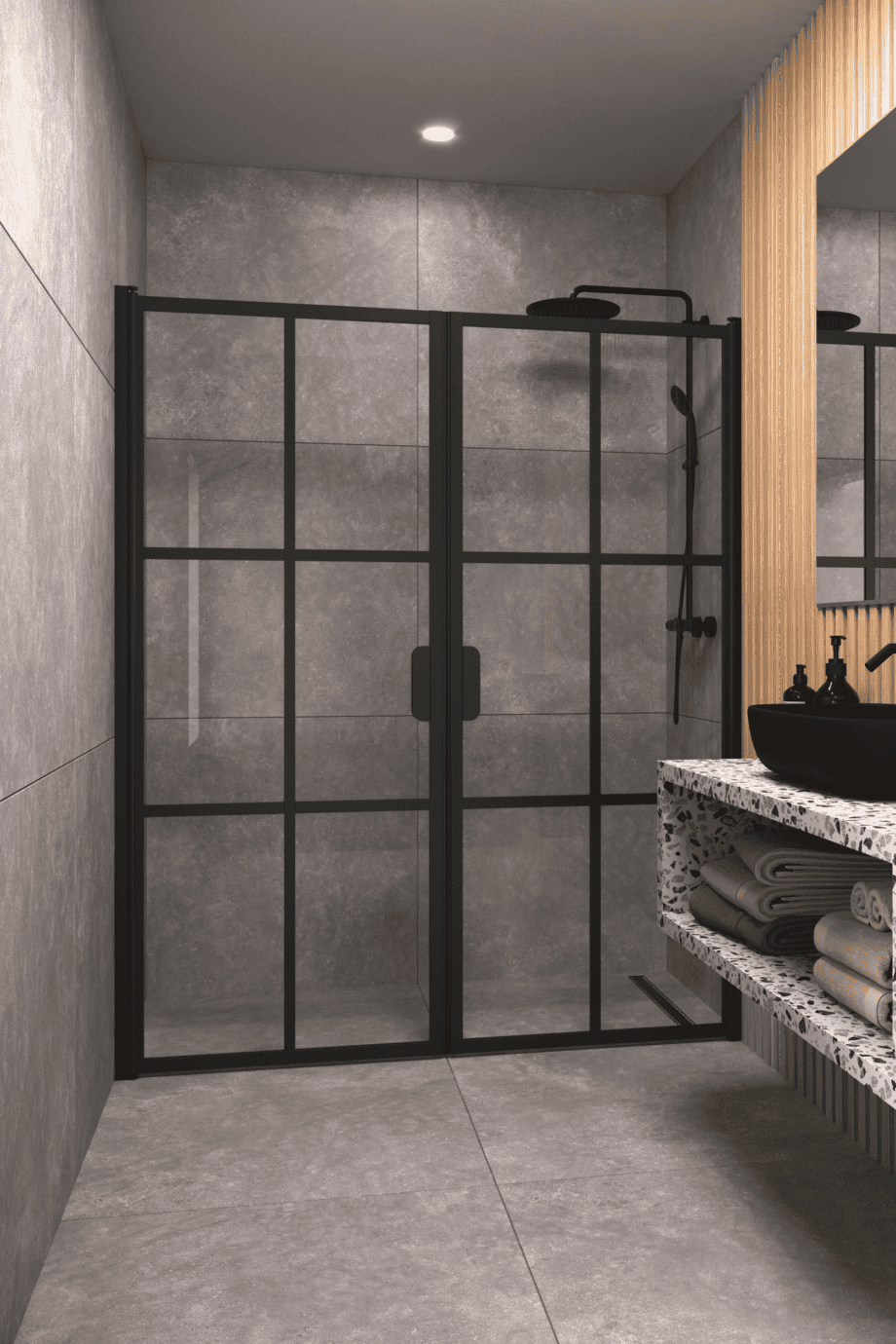 Alcove shower screen Hietakari Bläk 752 Paris, Cocoa frame, bronze tinted glass Alcove shower screen Hietakari Bläk 752 Paris, Cocoa frame, bronze tinted glass