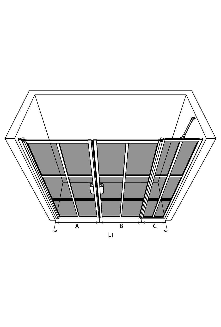 Alcove shower screen Hietakari Bläk 753 Paris, hinged door + hinged door with fixed part – 3