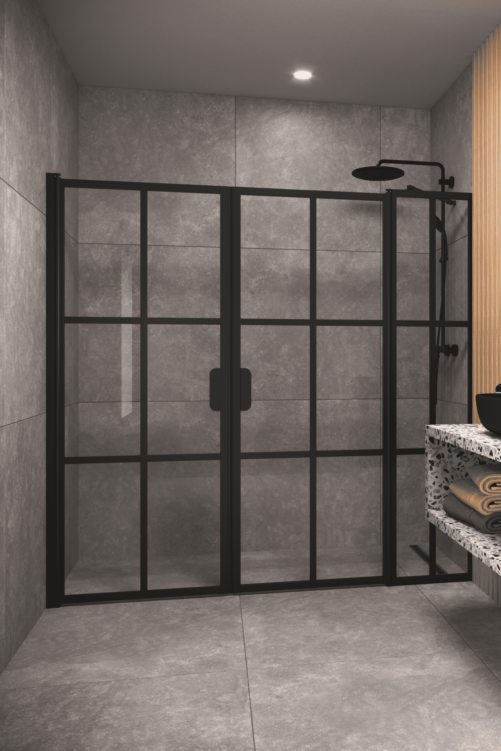 Alcove shower screen Hietakari Bläk 753 Paris, Cocoa frame, clear glass Alcove shower screen Hietakari Bläk 753 Paris, Cocoa frame, clear glass