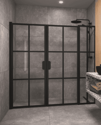 Alcove shower screen Hietakari Bläk 753 Paris, hinged door + hinged door with fixed part