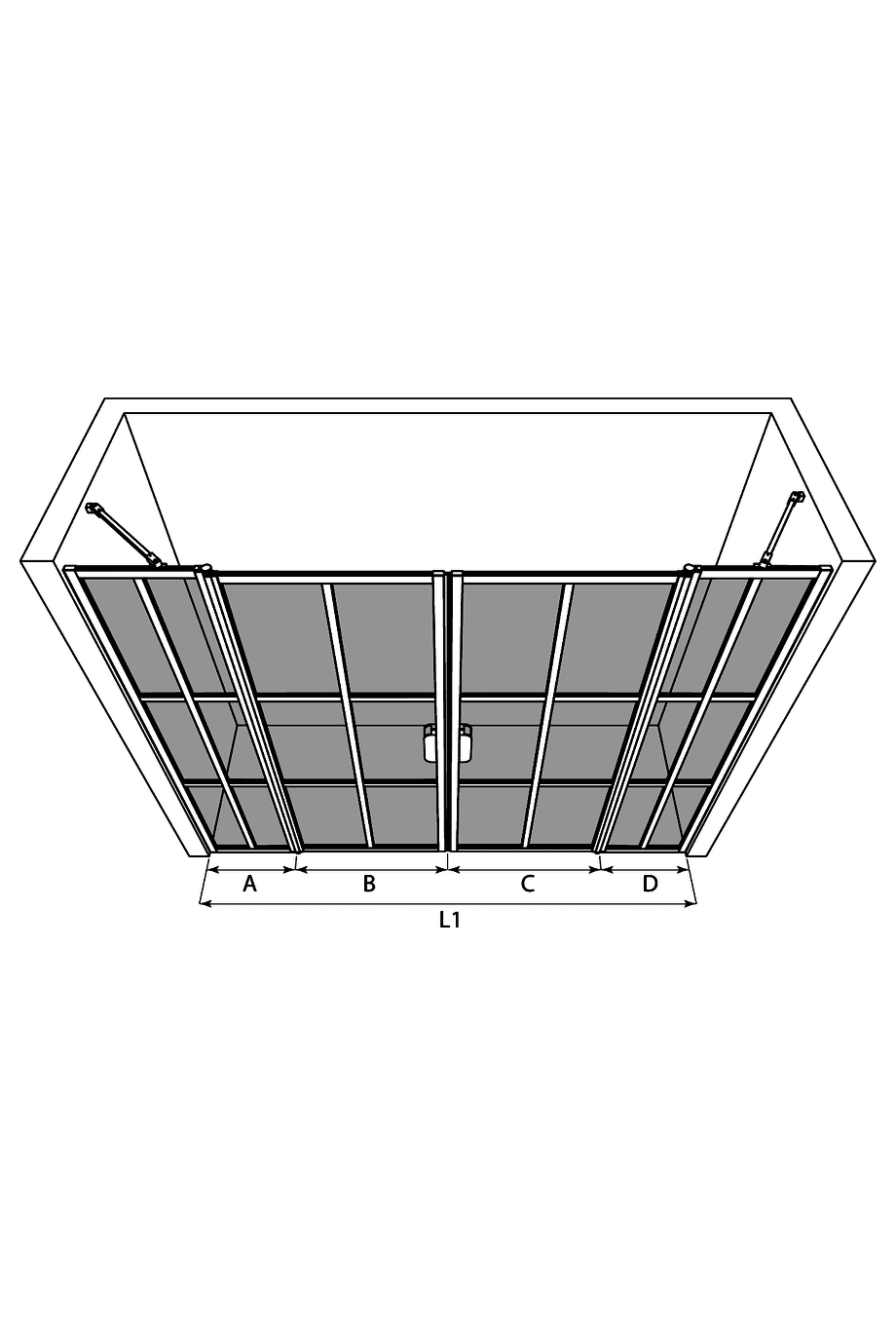 Alcove shower screen Hietakari Bläk 754 Paris, hinged door with fixed part + hinged door with fixed part – 3