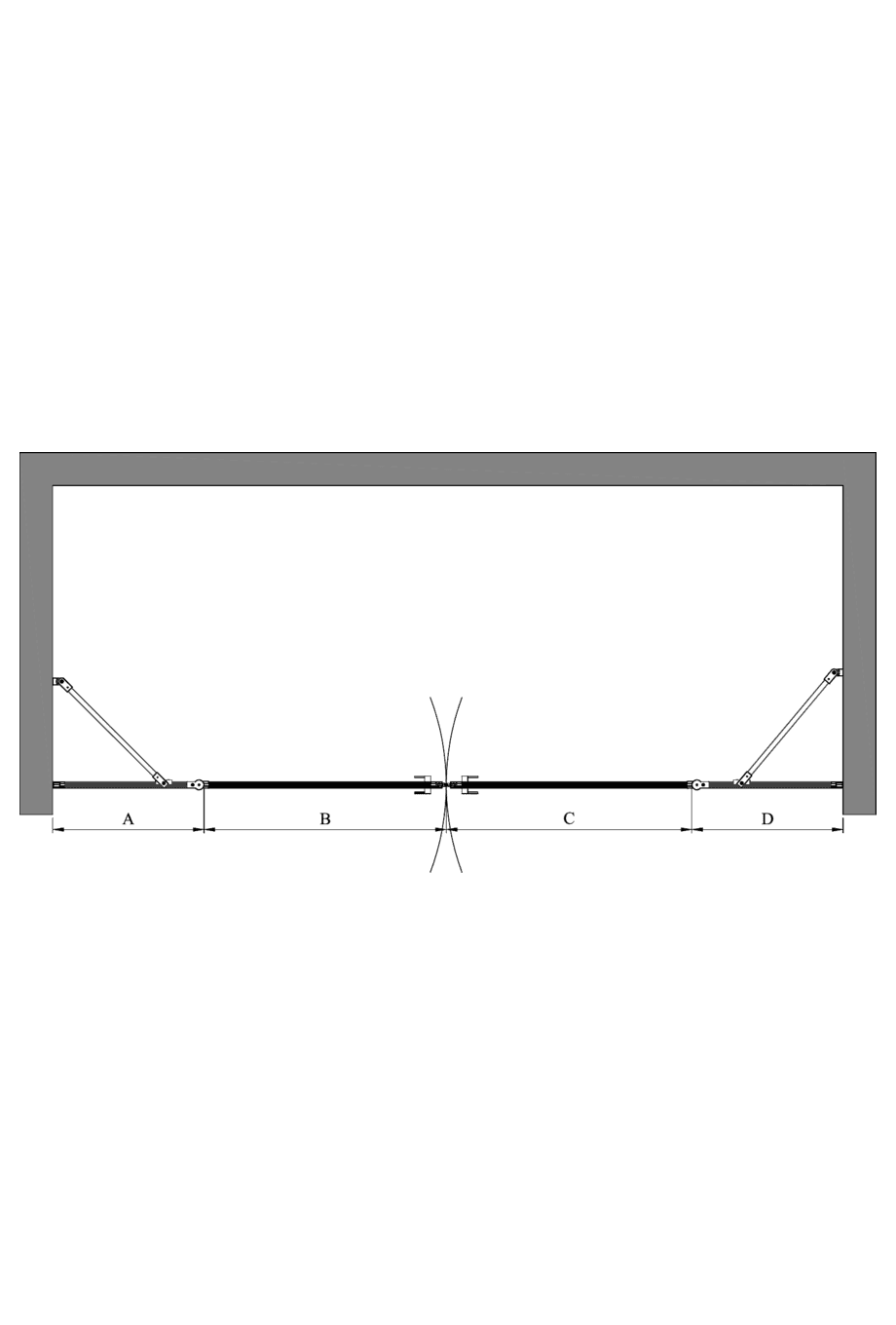 Alcove shower screen Hietakari Bläk 754 Paris – dimension drawing Alcove shower screen Hietakari Bläk 754 Paris – dimension drawing