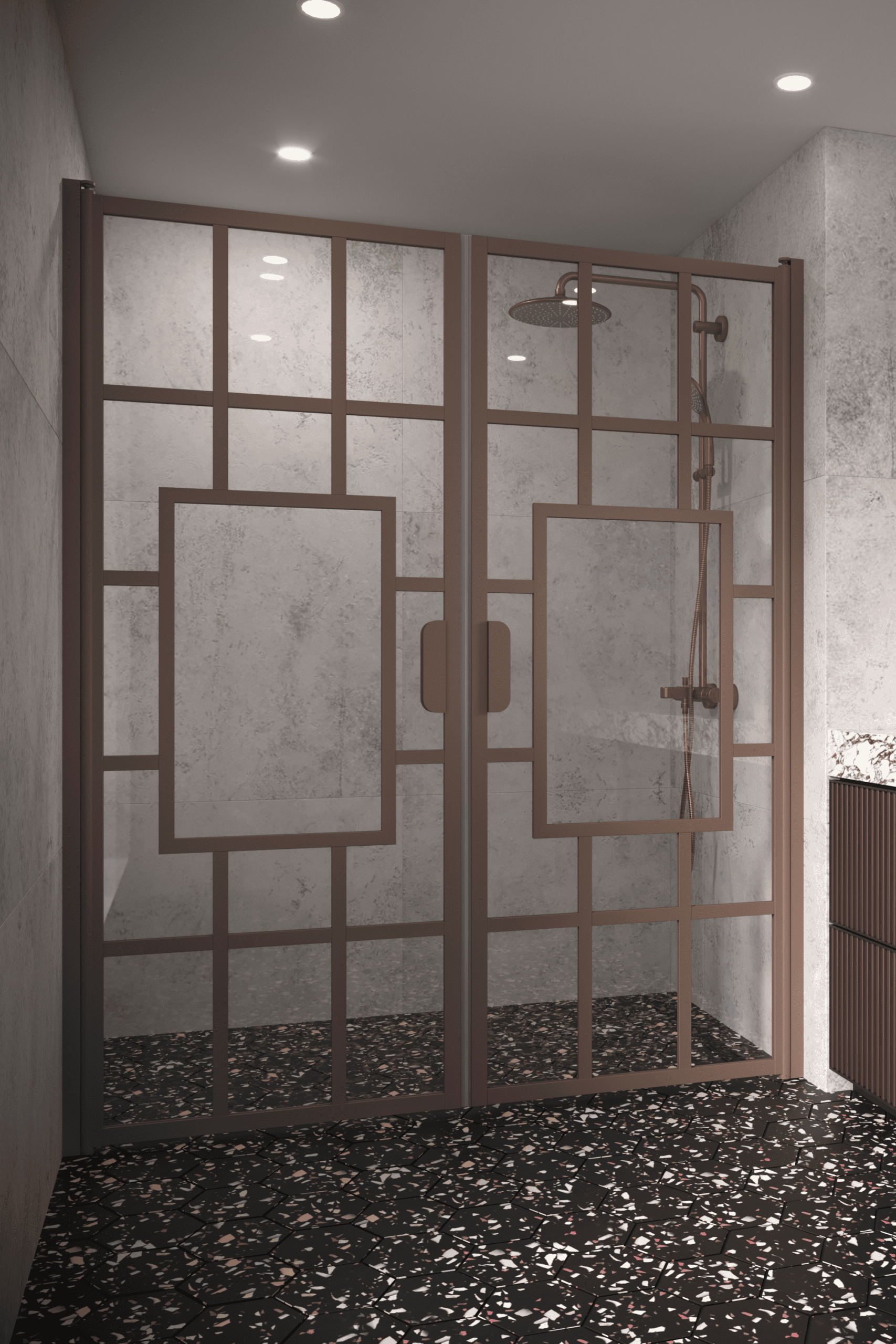 Alcove shower screen Hietakari Bläk 803 Shanghai, hinged door + hinged door – 6