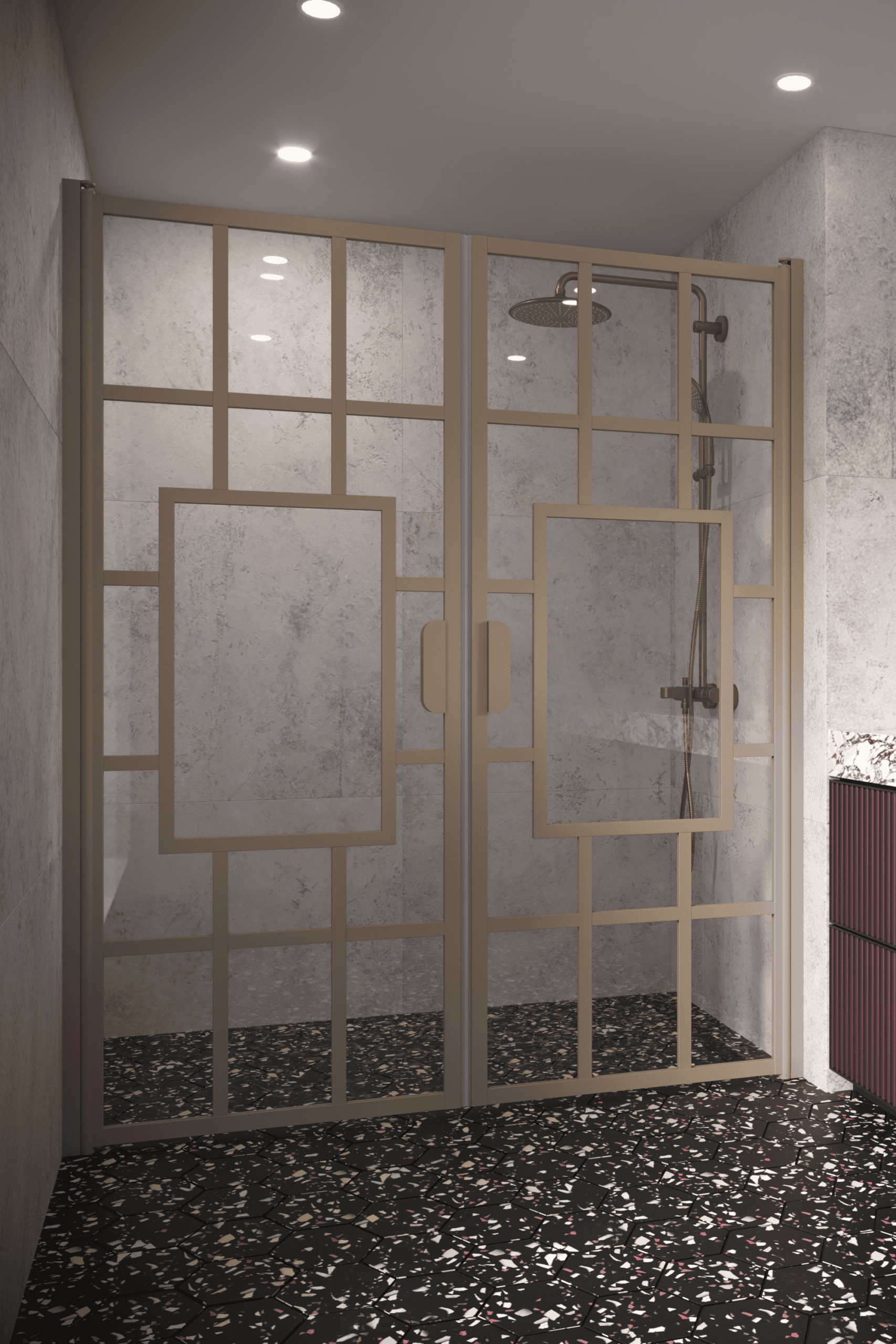Alcove shower screen Hietakari Bläk 803 Shanghai, hinged door + hinged door – 5