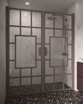 Alcove shower screen Hietakari Bläk 803 Shanghai, hinged door + hinged door