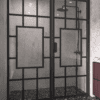 Alcove shower screen Hietakari Bläk 805 Shanghai, black frame, reeded glass Alcove shower screen Hietakari Bläk 805 Shanghai, black frame, reeded glass