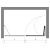 Alcove shower screen Hietakari Bläk 823 New York – dimension drawing Alcove shower screen Hietakari Bläk 823 New York, fixed wall + folding door – 2