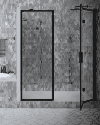 Alcove shower screen Hietakari Bläk 823 New York, fixed wall + folding door