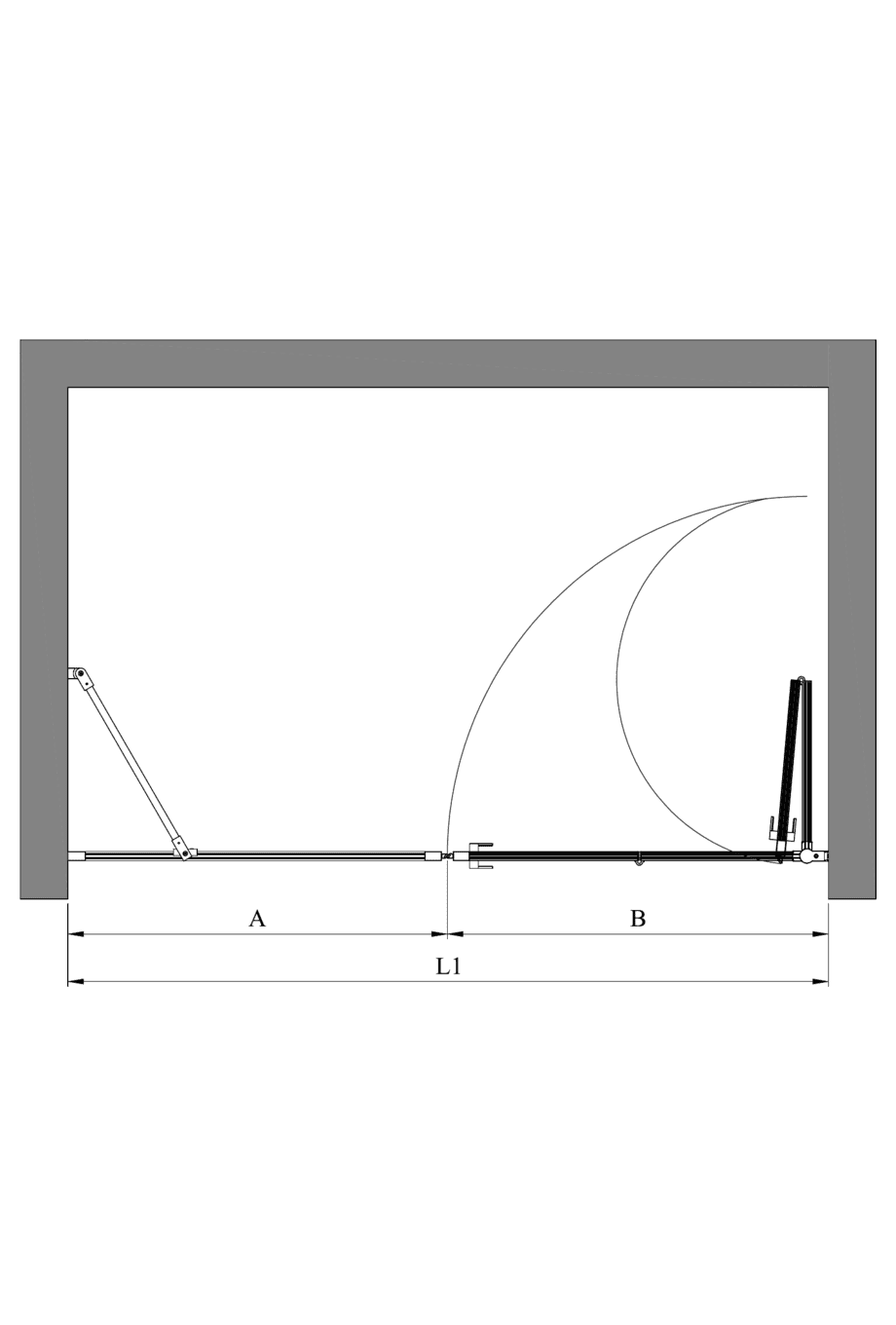 Alcove shower screen Hietakari Bläk 824 Tokyo, fixed wall + folding door – 2