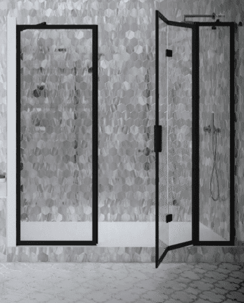 Alcove shower screen Hietakari Bläk 826 New York, fixed wall + folding door with fixed part